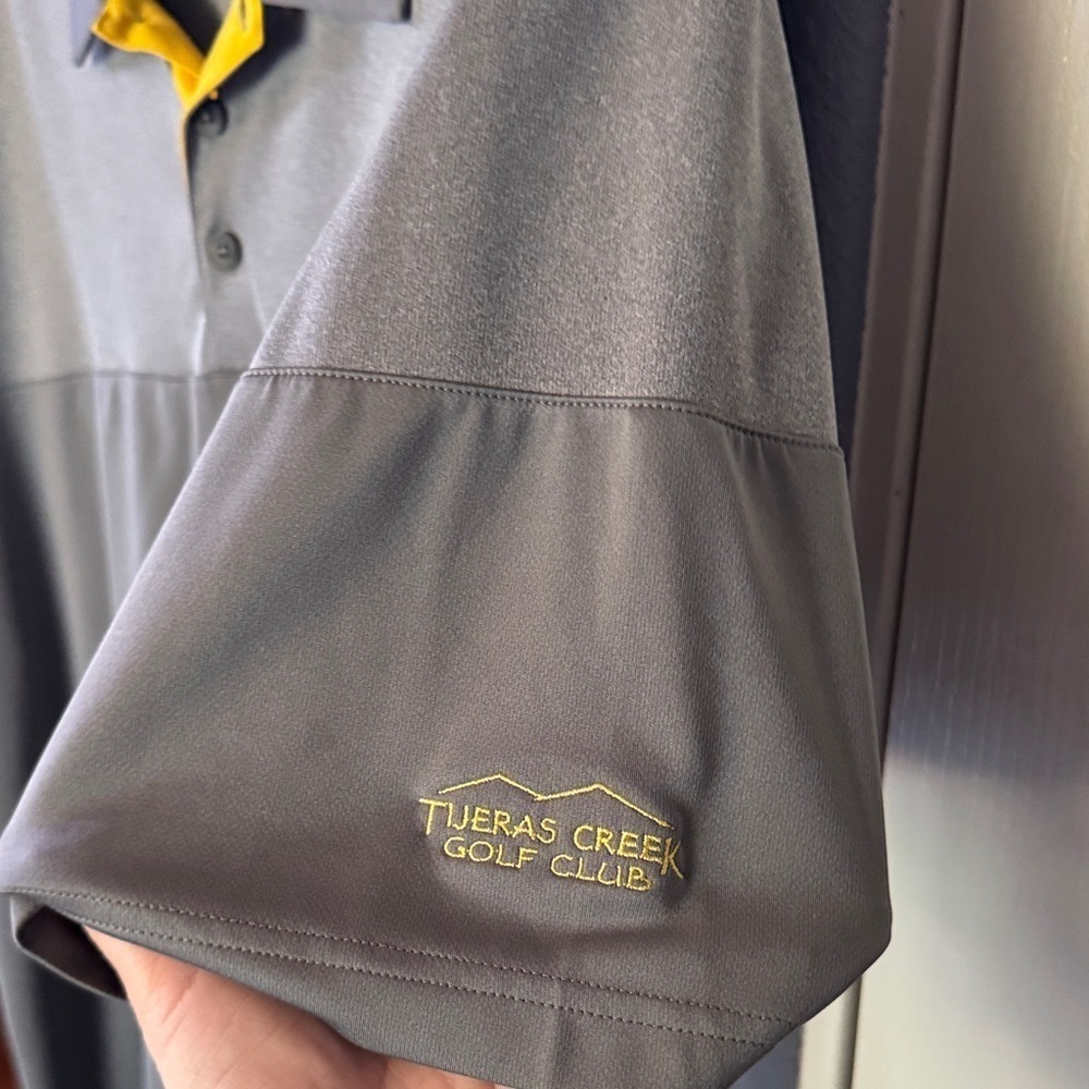 Adidas Men's Polo in Gray with Yellow Accents - Picture 4 of 5
